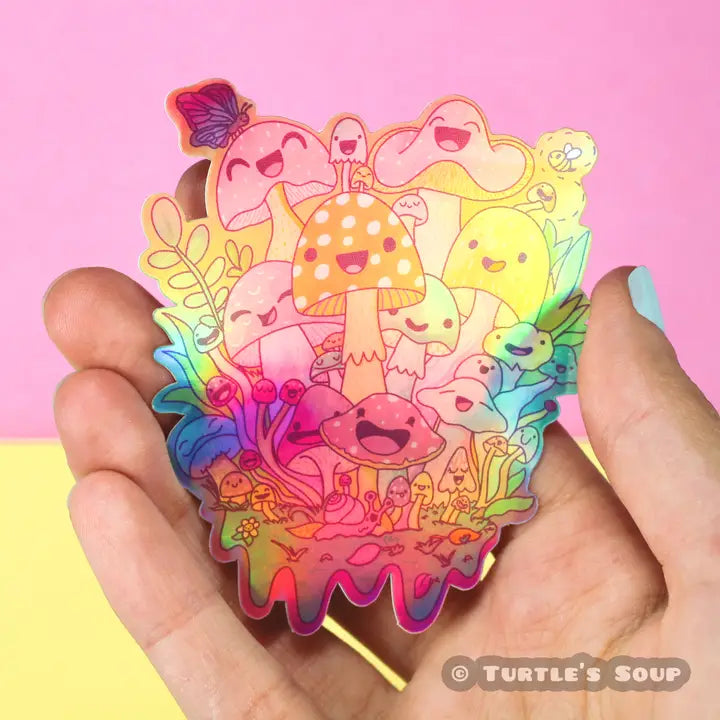Happy Mushroom Psychedelic Vinyl Sticker