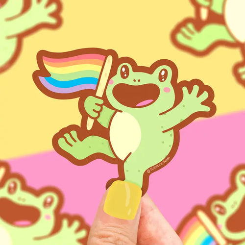 Rainbow Flag Frog Vinyl Sticker