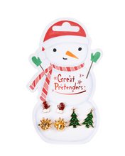 Load image into Gallery viewer, Snowman Pierced Or Clip-On Earrings 3 Pairs
