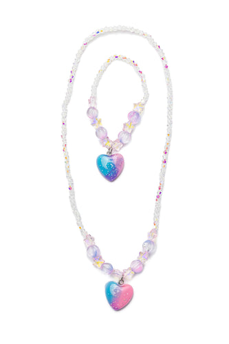 Galaxy Heart Necklace & Bracelet Set