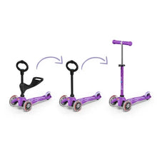 Load image into Gallery viewer, Purple 3in1 Micro Kickboard Deluxe Scooter