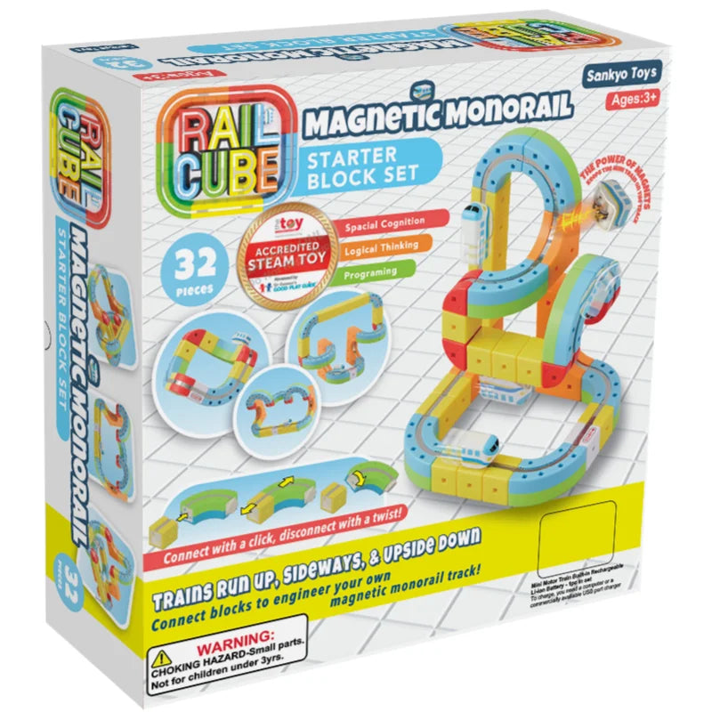 Rail Cube Magnetic Monorail Starter Block Set