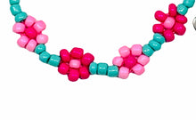 Load image into Gallery viewer, Pink &amp; Green Flower Bead Me Silly Necklace