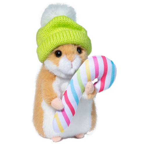 Hamster With Winter Hat & Candy Cane