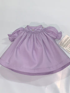 10" Purple Smocked Doll Dress