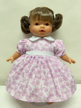 Load image into Gallery viewer, 10&quot; Purple Floral Print Doll Dress