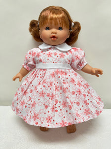 10" Red Floral Print Doll Dress