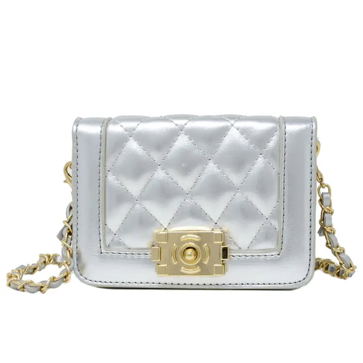 Tiny Classic Quilted Max Flap Handbag Silver