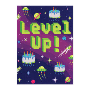 Level Up Neon Birthday Card