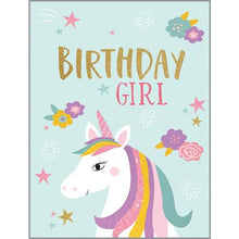 Load image into Gallery viewer, Unicorn Birthday Glitter Card