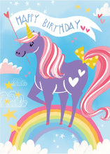 Load image into Gallery viewer, Unicorn Flocked Birthday Card
