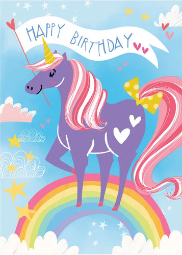 Unicorn Flocked Birthday Card
