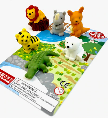 Safari Animals Erasers Carded