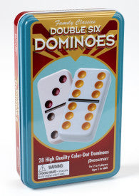 Double 6 Color Dot Dominoes In Tin