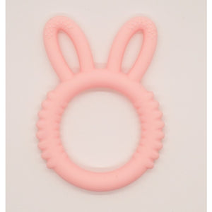Bunny Silicone Teether Ring Dusty Pink