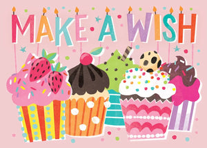 Make A Wish Cupcake Glitter Birthday Card