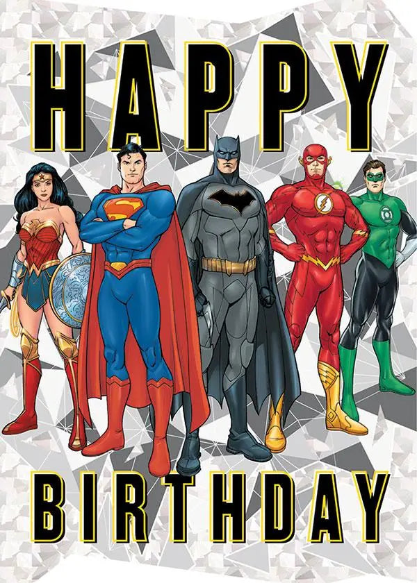 Justice League Foil Birthday Card