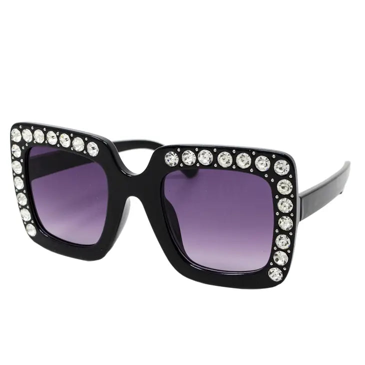 Black Square Crystals Sunglasses