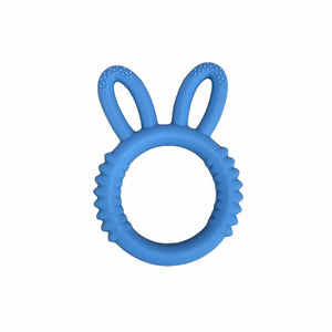 Bunny Silicone Teether Ring Slate Blue
