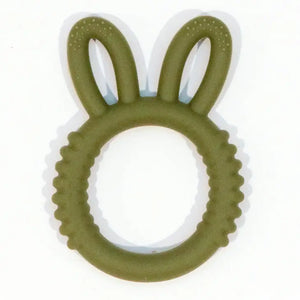 Bunny Silicone Teether Ring Green