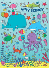 Load image into Gallery viewer, Ocean Life Glitter Birthday Card