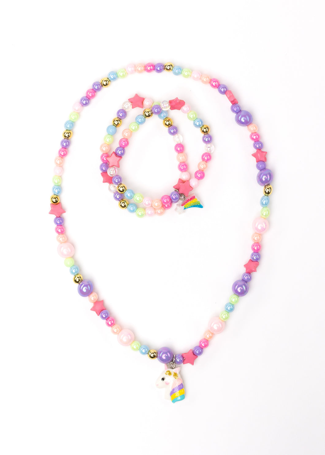 Cheerful Starry Unicorn Necklace & Bracelet Set