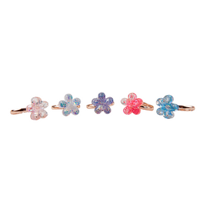 Boutique Shimmer Flower Rings 5 Piece Set