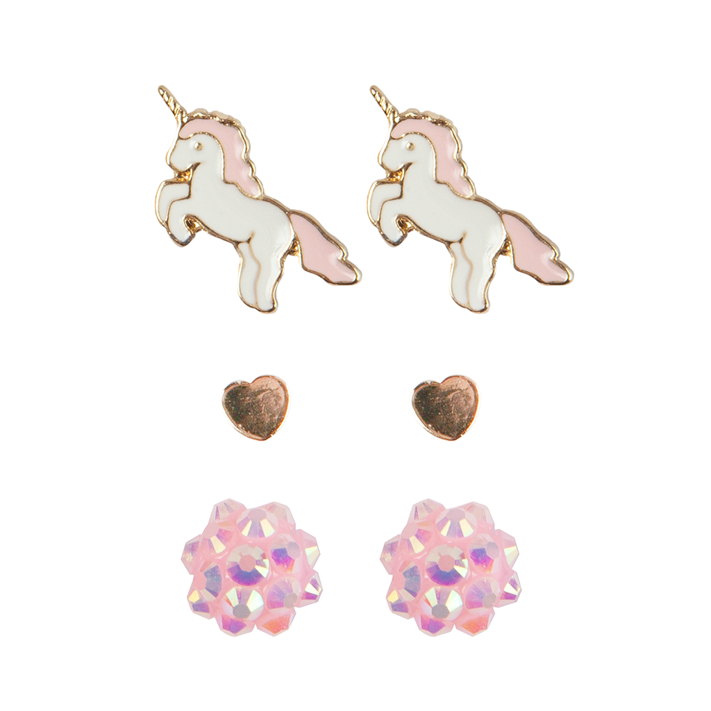 Boutique Unicorn Studded Earrings 3 Piece Set
