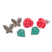 Load image into Gallery viewer, Boutique Rose Studded Earrings 3 Sets