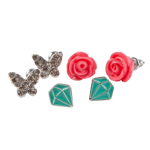 Boutique Rose Studded Earrings 3 Sets