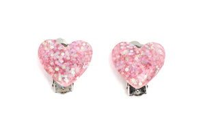 Boutique Glitter Hearts Clip On Earrings