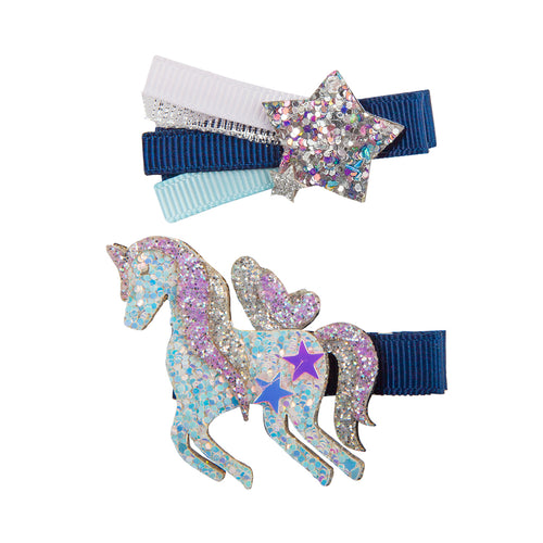 Boutique Navy Unicorn Or Star Hairclip