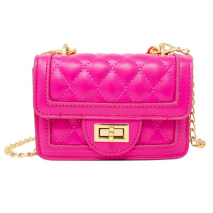 Tiny Quilted Mini Purse Hot Pink