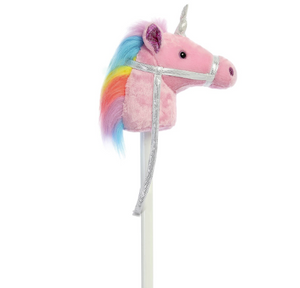 37" Unicorn Pink Giddy Up Stick Pony
