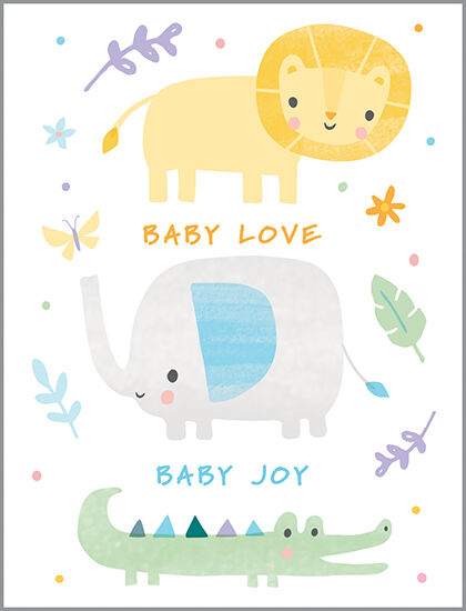 Safari Animals Baby Card