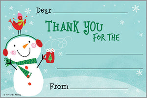Snowman & Bird Holiday Thank You Postcards