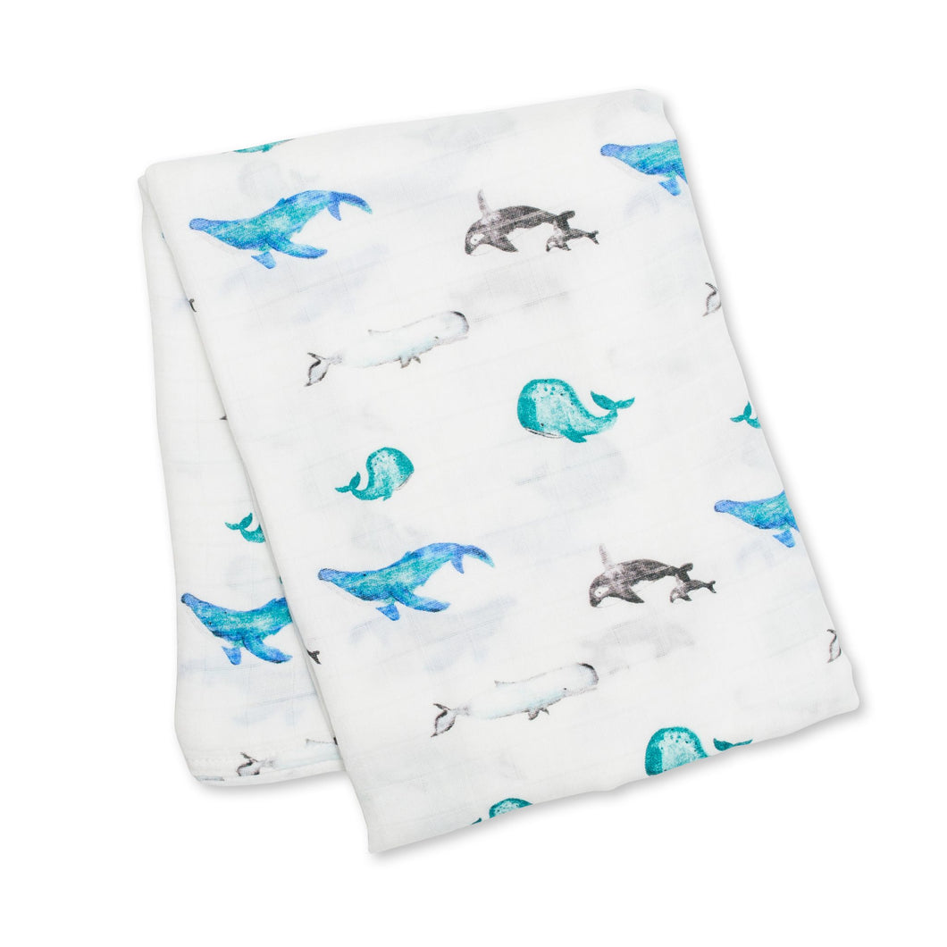 Lulujo Whales Bamboo Swaddle