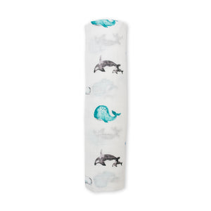 Lulujo Whales Bamboo Swaddle