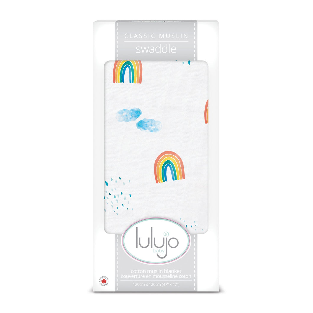 Lulujo Rainbow Sky Cotton Swaddle