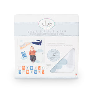 Lulujo Greatest Adventure Baby's First Year Blanket & Cards Set