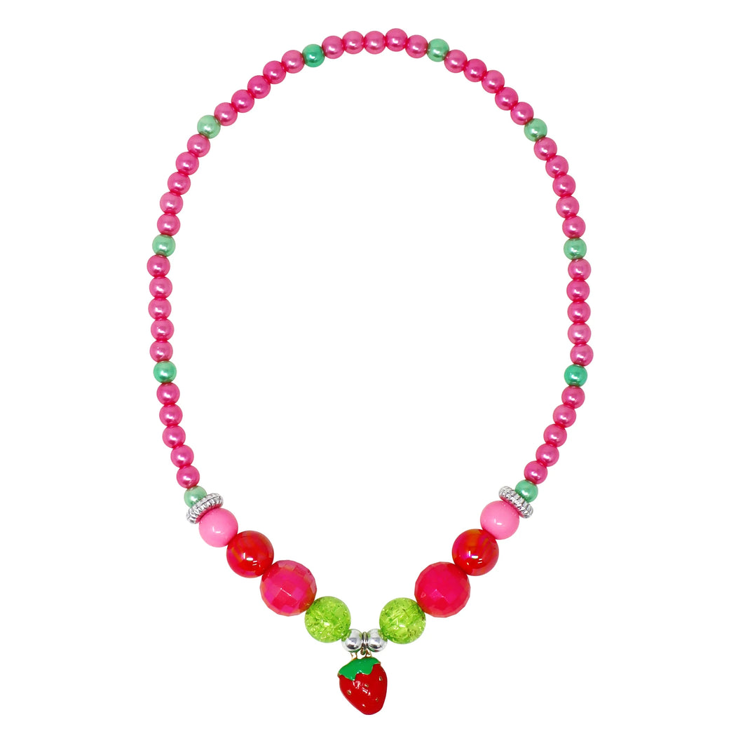 Hot Pink Strawberry Charm Necklace