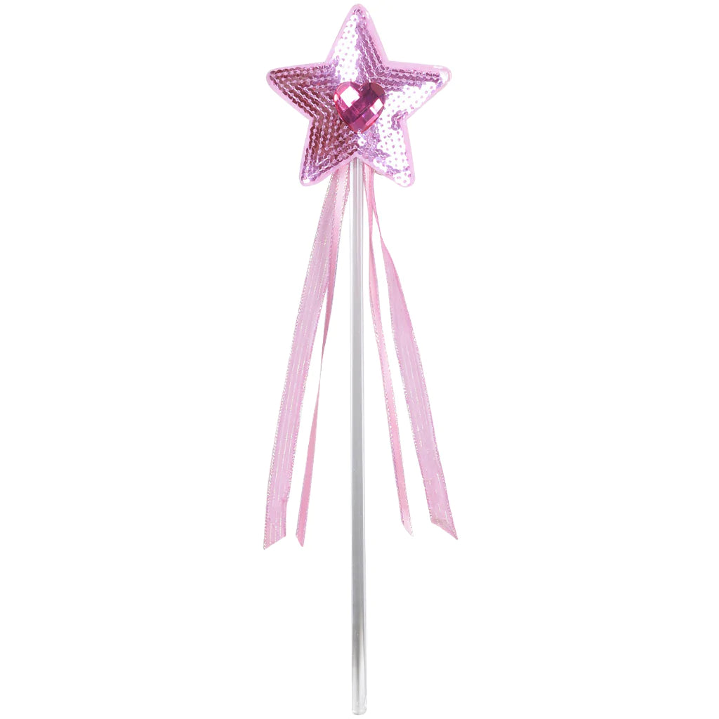 Pink Sequin And Pink Heart Star Wand