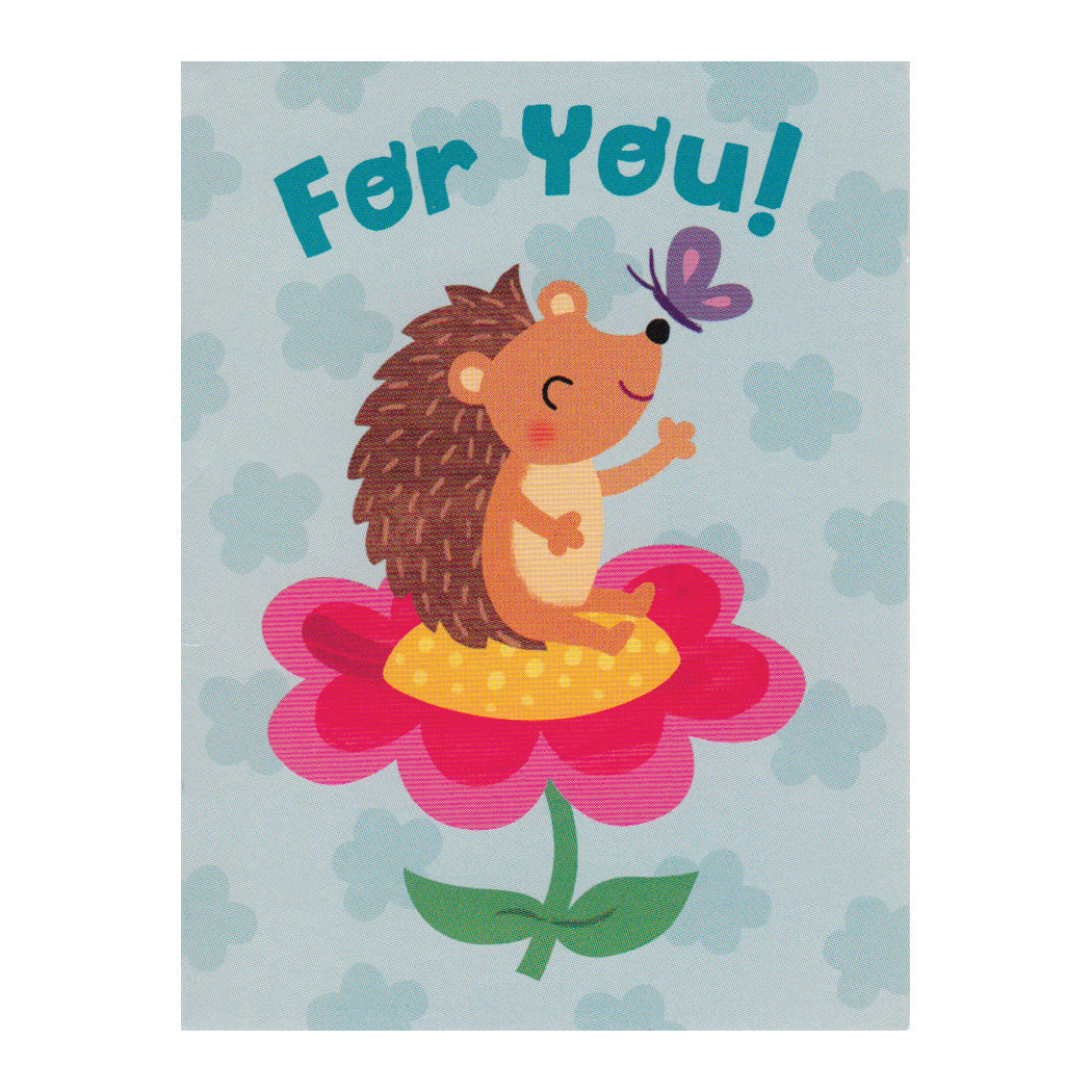 Hedgehog On Flower For You Enclosure Card