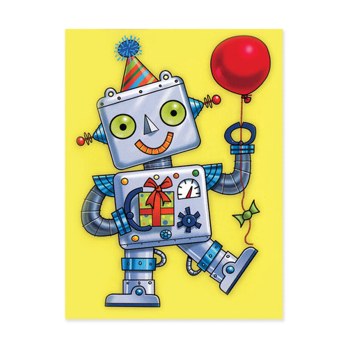 Robot  With Balloon Enclosure Card