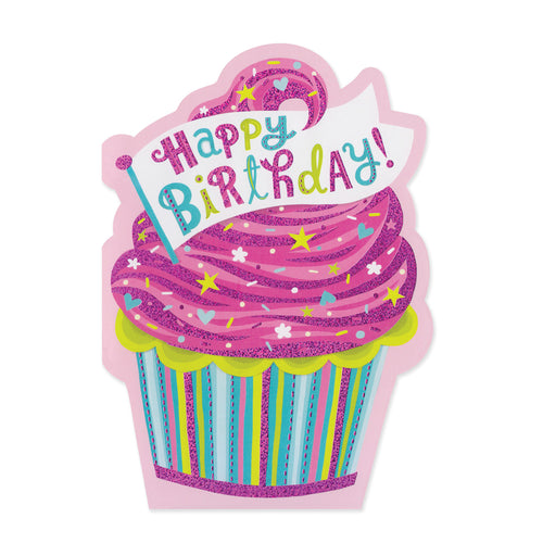 Pink Cupcake Die-Cut Birthday Card