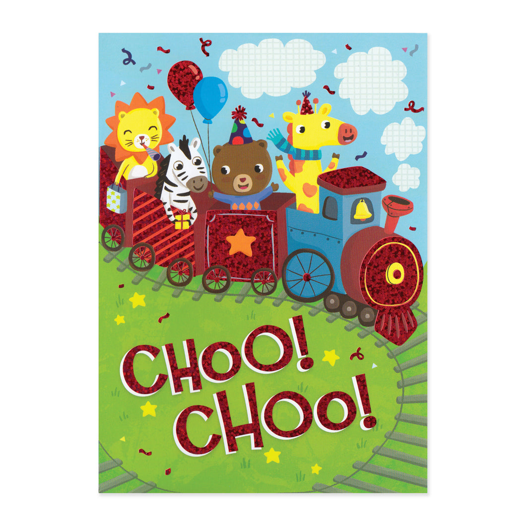 Choo Choo Animal Train Birthday Card