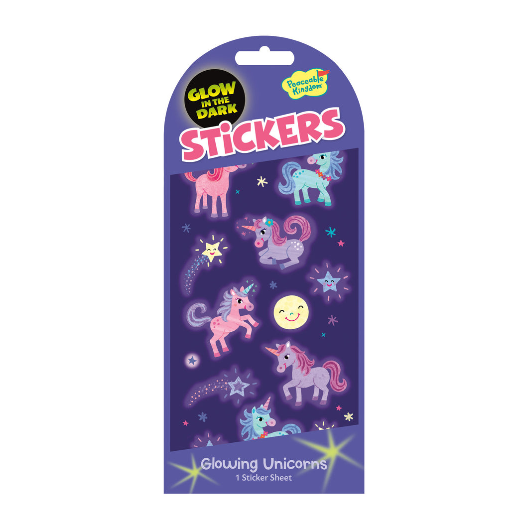 Glowing Unicorns Glow In The Dark Sticker Pack