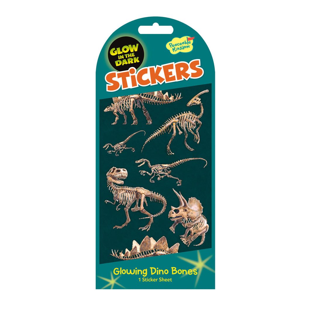 Glowing Dino Bones Glow In The Dark Sticker Pack