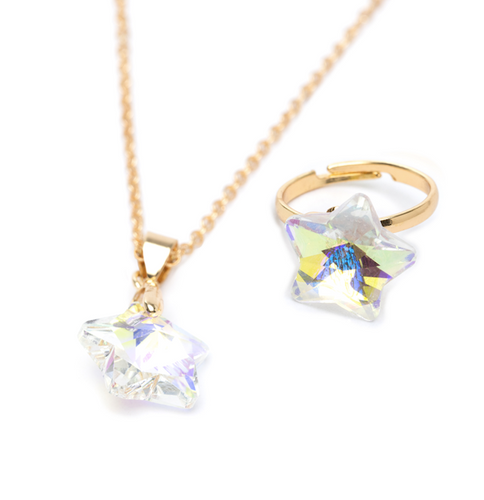 Boutique Holographic Star Necklace With Ring Or Earring Set