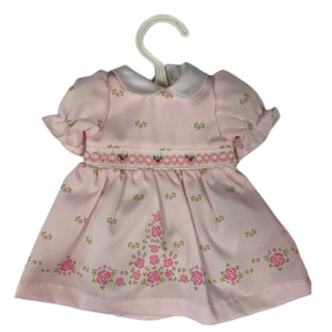 15" Pink Smock With Flowers Doll Dress